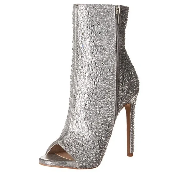 Steve Madden Womens Dispute-r Studded Ankle Boots Silver - Picture 4 of 7